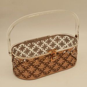 Vintage 1950s Lucite and Metal Box Purse